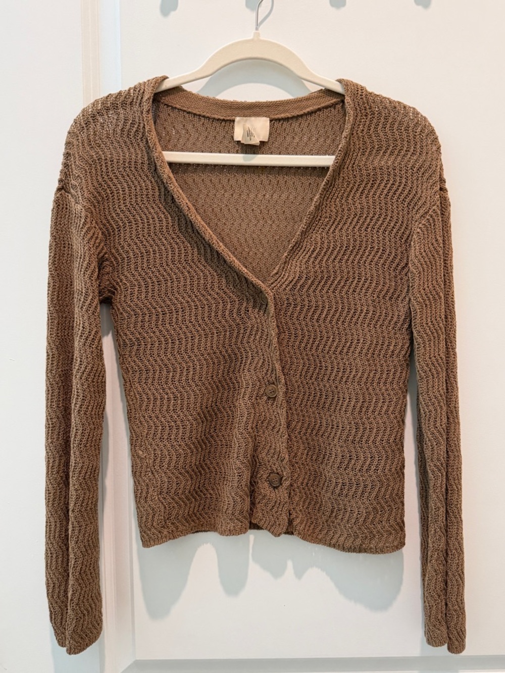 Women's Brown Loose Knit Button-Front Cardigan Sweater